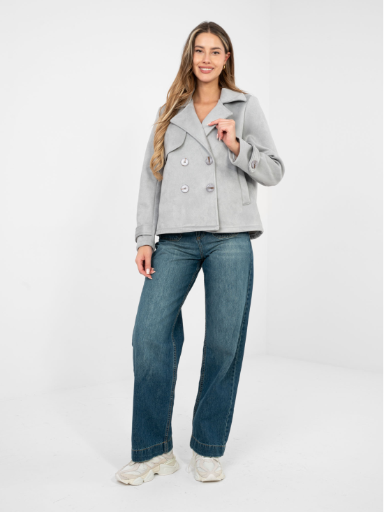 Krátky elegantný kabátik s dvojradovým zapínaním – Svetlo sivý Krátky elegantný kabátik s dvojradovým zapínaním – Svetlo sivý