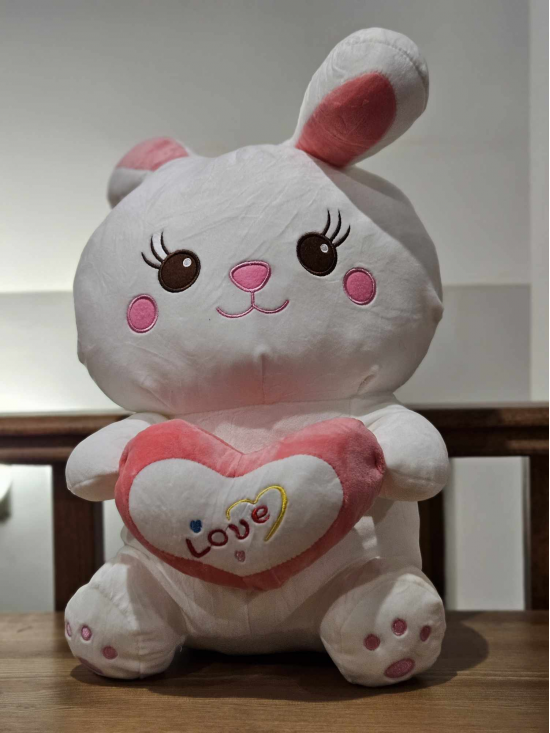 Milý plyšový zajačik Love, bielo-ružový 60 cm
