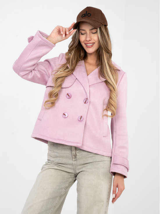 Krátky elegantný kabátik s dvojradovým zapínaním – Púdrová ružová Krátky elegantný kabátik s dvojradovým zapínaním – Púdrová ružová