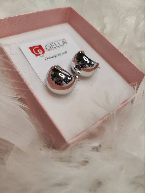 Dámske fúkané náušnice z chirurgickej ocele, strieborné s vysokým leskom - video vo fotkách Dámske fúkané náušnice z chirurgickej ocele, strieborné s vysokým leskom - video vo fotkách