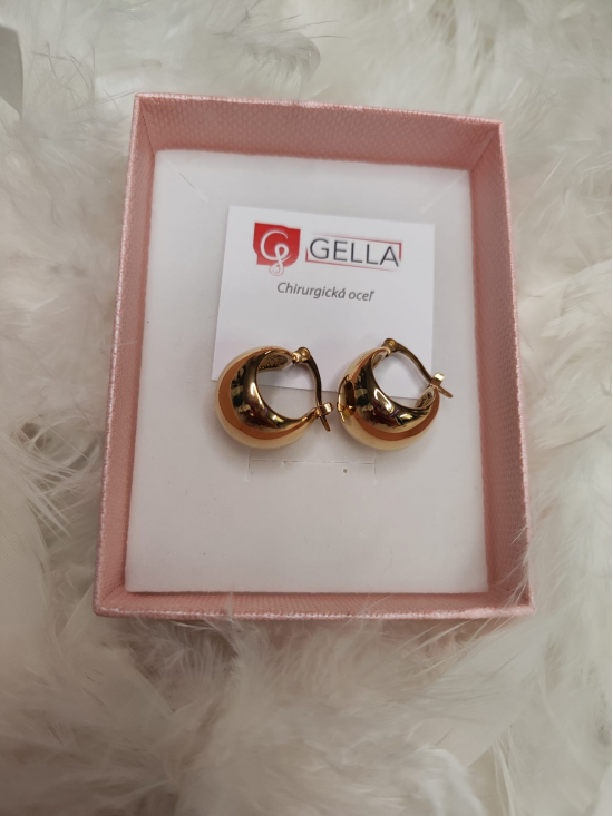 Dámske fúkané náušnice z chirurgickej ocele, zlaté s vysokým leskom - video vo fotkách Dámske fúkané náušnice z chirurgickej ocele, zlaté s vysokým leskom - video vo fotkách