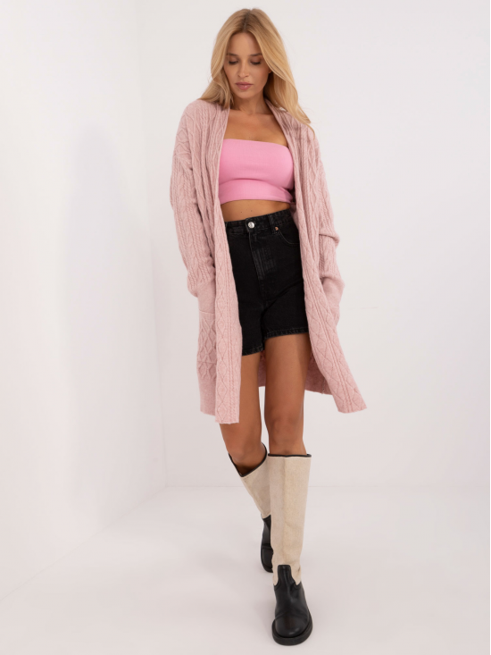 Dámsky Oversize kardigán s vreckami UNI, púdrovo ružový Dámsky Oversize kardigán s vreckami UNI, púdrovo ružový