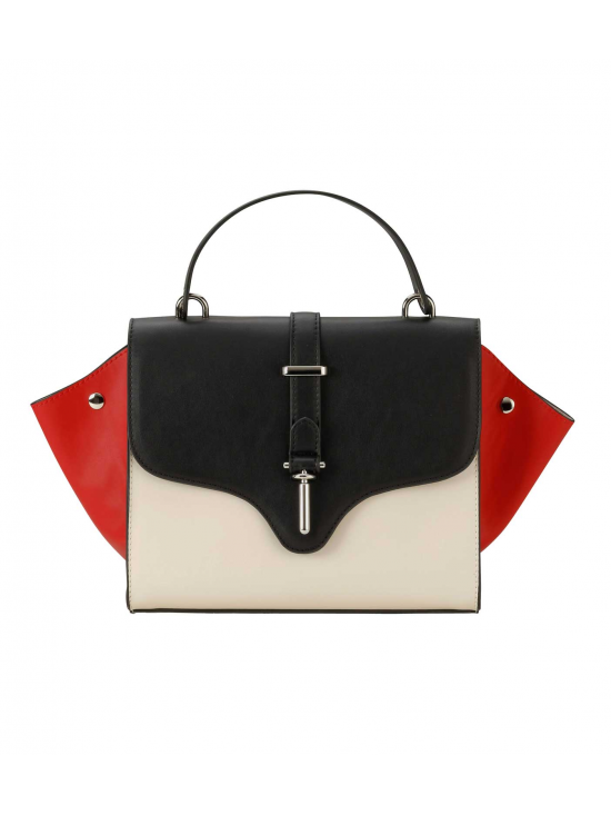 HEINE kabelka, lichobežníkového tvaru, čierno-červeno-krémová
