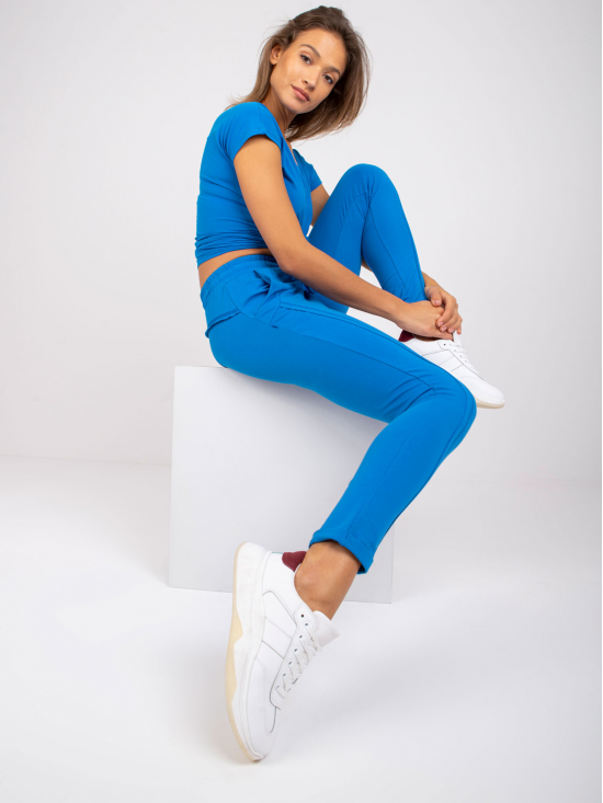 Športové dámske legíny s vreckami, modré Športové dámske legíny s vreckami, modré
